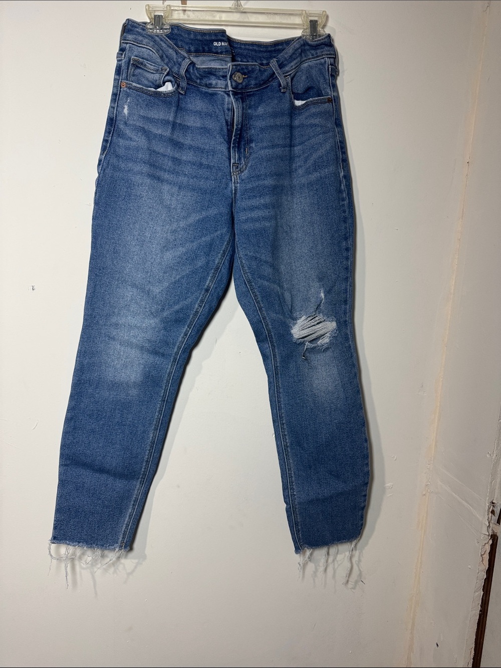 Old Navy Blue Distressed Ankle Crop Jeans size 14